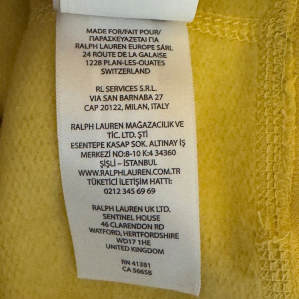 1707 | Polo Ralph Lauren Collegiate Logo Fleece Pullover Hoodie Yellow Mens XXL